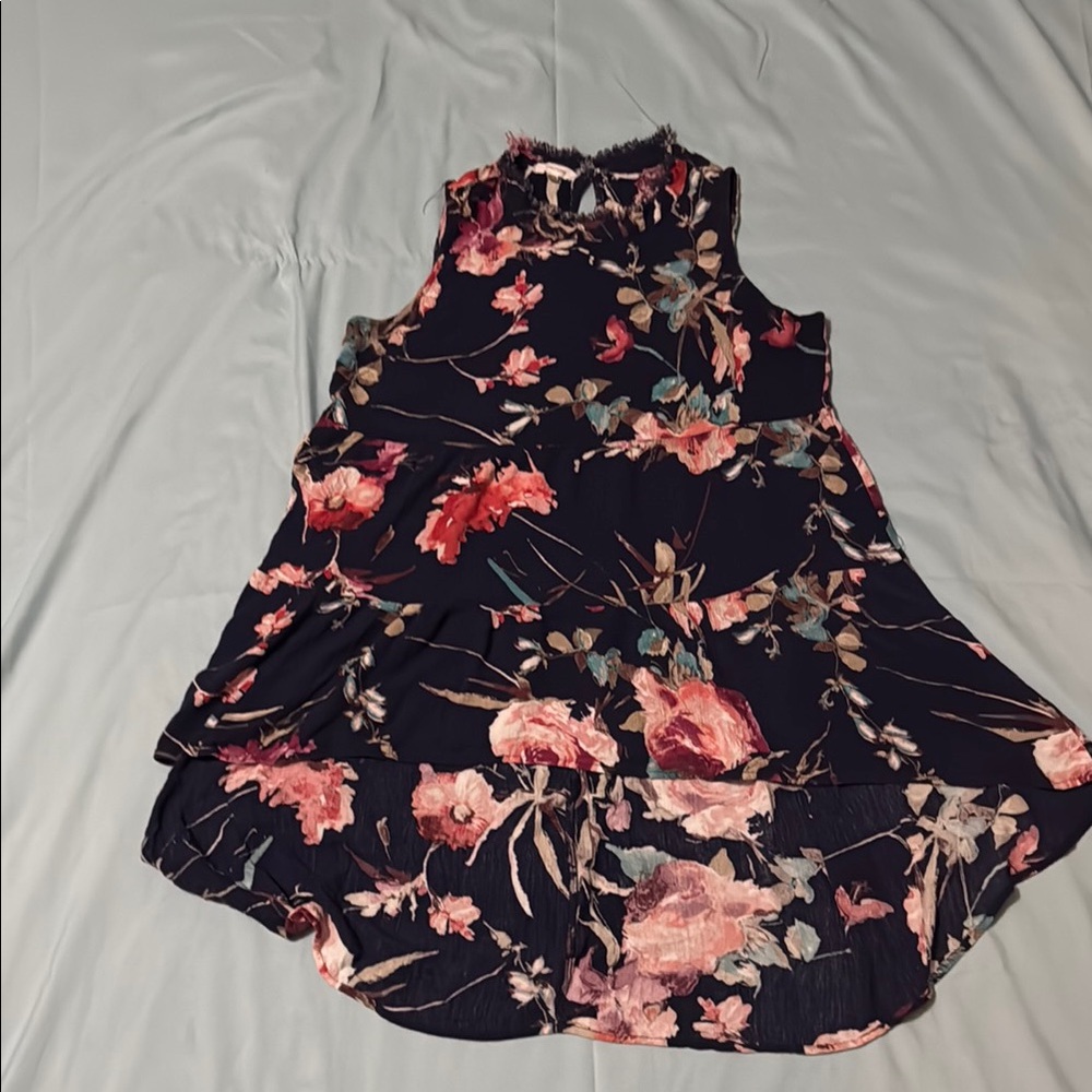 Maurices Pink and Blue Tiered Sleeveless Blouse